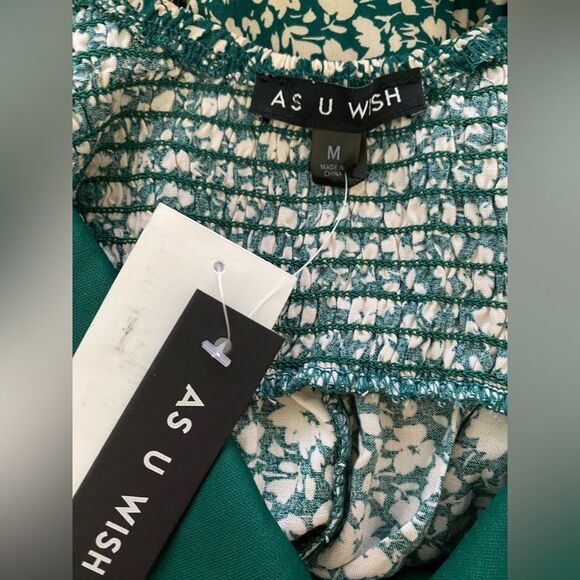 As U Wish Jumpsuit Green Floral Medium - Picture 11 of 12